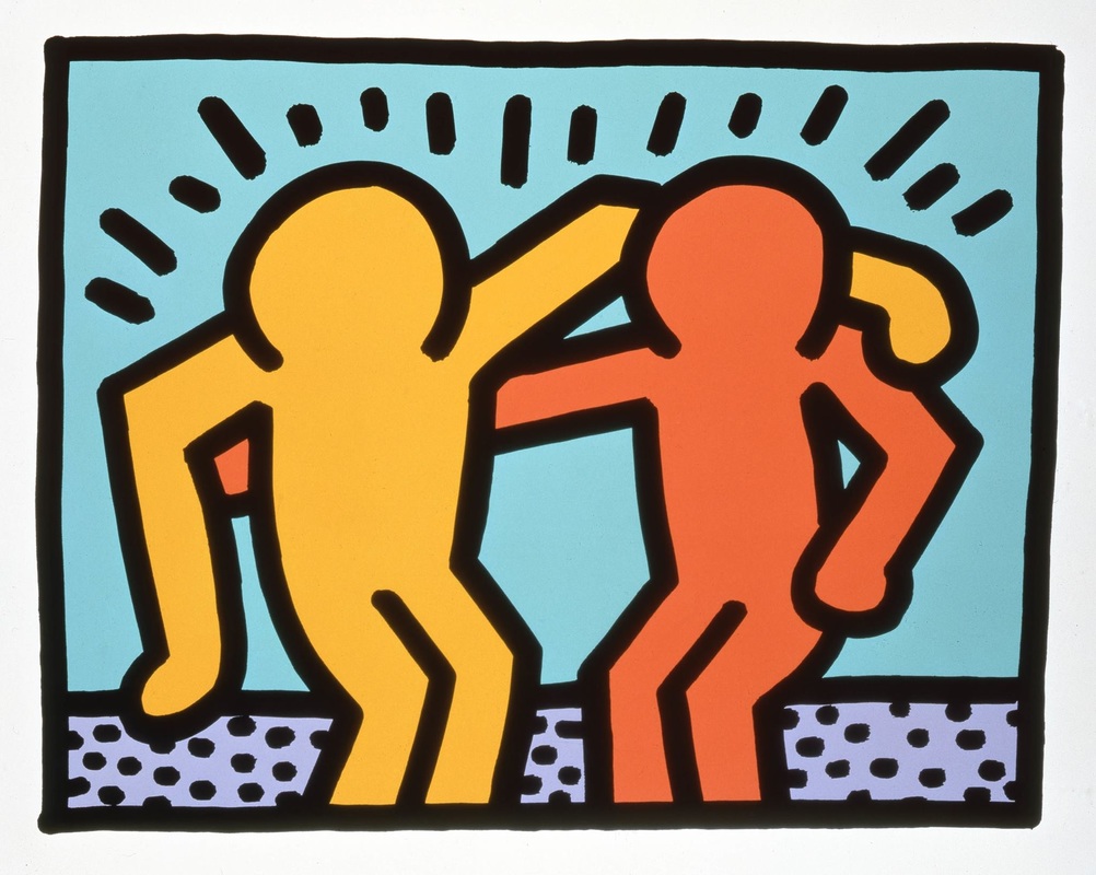 keith haring friends hug think piece mindfulness