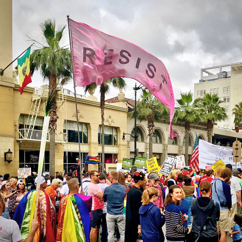 resist trump los angeles LGBT pride 2017 gay lesbian rainbow