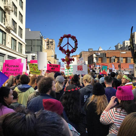 peaceful protest womens march los angeles resist trump no hate